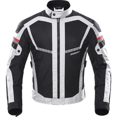 Summer Motorcycle Jacket DUHAN Men Motorbike Racing Mesh Cloth Net Jacket Breathable Motocross Clothing with CE Protectors