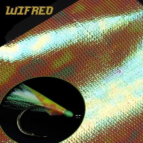 Wifreo 15cmX110cm Metalic Holographic Flash Film Mesh Back Durable Sabiki Fish Skin Assit Hook Wing Material Shrimp Fly Back