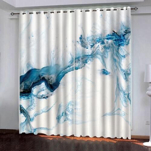 Fashion abstract ink painting 3D Curtains for Living Room Bedroom Decorative Kitchen Curtain luxury blackout curtain