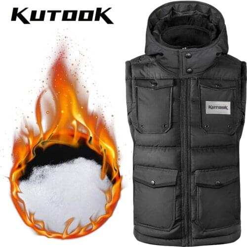 KUTOOK Outdoor Sport Hiking Vest with Pockets Men Winter Casual Thermal Waistcoat Climbing Cycling Fishing Down Cotton Clothes