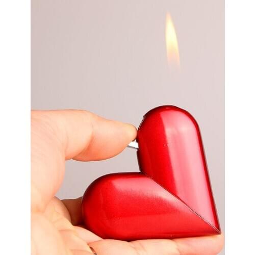 Unusual Creativity Metal Gas Lighter Folding Love Butane Lighter Cigar Cigarette Lighters Smoking Accessories Gadgets For Men