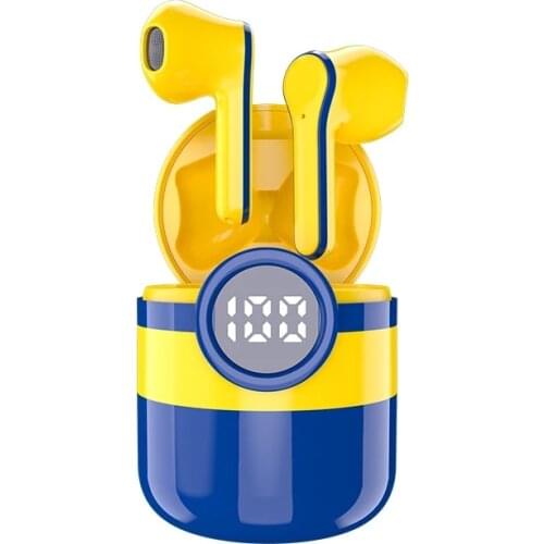 P83 TWS Cartoon Wireless Earbuds Minions BT 5.0 LED Digital Display Touch Headphones HIFI Stereo Earphone Mini Cute Amazing Gift