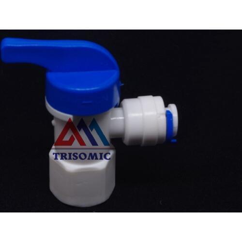 Plastic Ball Valve 3/8 quick fitting and 1/4Inside thread RO Water Reverse Osmosis System L type pressure barrel valve valve