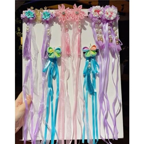 Spread the bowknot wind ancient ribbon girls baby princess hairpin headdress hairpin children hair fairy
