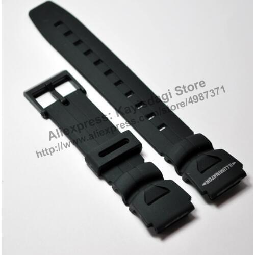 18mm Black Rubber Watch Band / Strap Compatible for Casio WS-300-1B , WS-300-7B