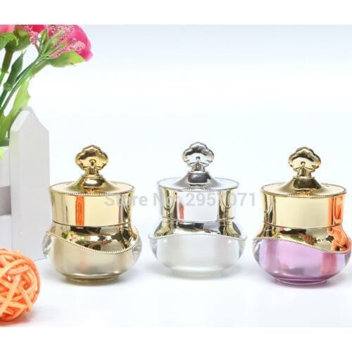 5g Crown White Gold Purple Luxury Mini Cream Bottle Jar cans Empty Cosmetic Containers Acrylic Jars 20pcs Free Shipping