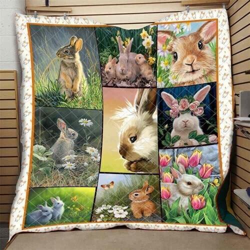 Cute Rabbit Quilt Fashionable Creative Girls Kids School Adults Bed Summer Cool Quilt Cartoon Hot Sales Dropshipping