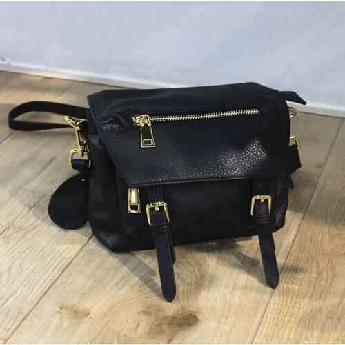 Multiple Pockets Genuine Leather Crossbody Bags For Women Casual Shoulder Bag Fashion Wild New Black Small Ladies Messenger Bag