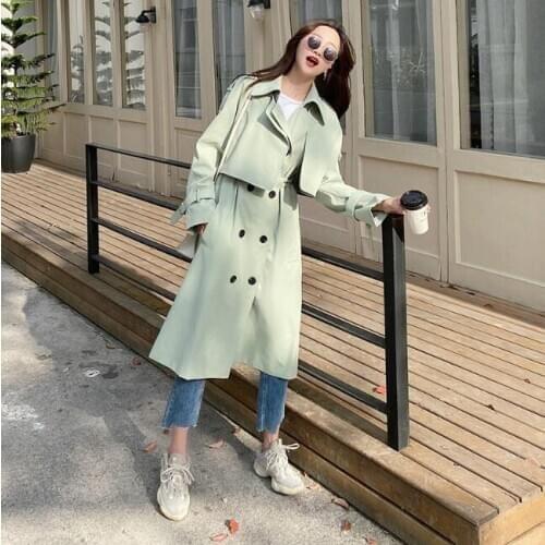 Light green Jacket Mint Green Women Long Coat Trench Autumen Topcoat