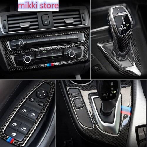 Carbon Fiber For BMW 1 2 Series F20 F21 F22 F23 Interior Gearshift Air Conditioning CD Panel Door Armrest Cover Trim Car Sticker