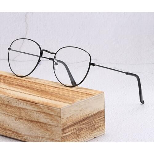 Vintage Design Round Anti-Blue Light Optical Eyeglasses Women Computer Myopia Glasses Fashion Classic Men Metal Eye Glasses