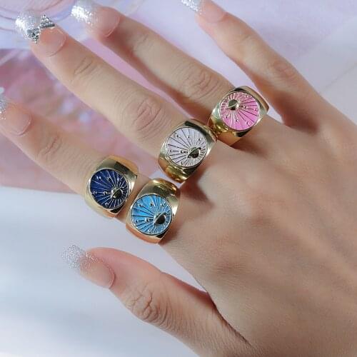 Fashion Gold Color Copper Rings Korean Cute Enamel universe Star Rings Wonderful Choice Colorful Ring for Women Jewelry