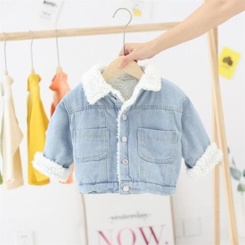 Winter Kids Girls Denim Jacket Children Outerwear Kids Clothing Plus Velvet Thicken Warm Coat for Cold Winter Girl 1-7 Years Old