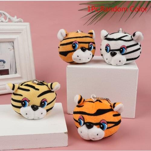 1PC New 2022 Year Tiger Head Stuffed Plush ToyPendant Gift Keychain Plush Toy Doll