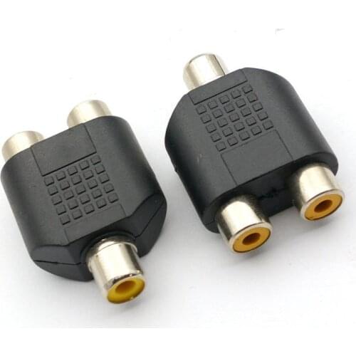 100pcs Dual 2-RCA Female Jack to 1-RCA Female Jack Y Splitter Audio Cable Adapter CONNECTOR