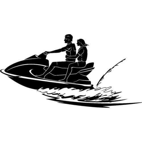 19.7CM*10.2CM Creative yacht Jet Water Sports Car Sticker Vinyl Decor Black/Silver S9-0340