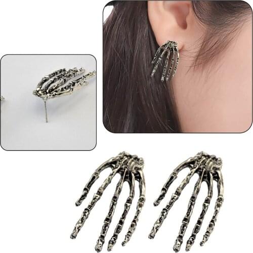 2019 Cool Ear Stud Alloy Earring Skull Bone Skeleton Hand Earring Goth Punk Rock Ear Halloween Party Fancy Dress Accessories