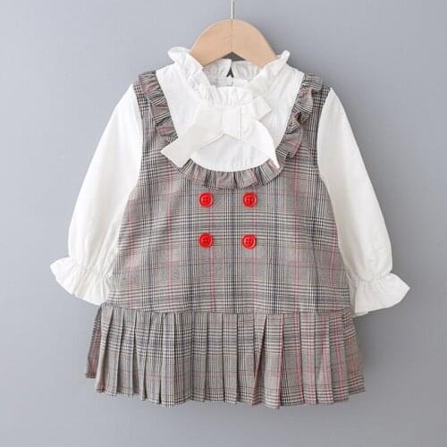 2020 New Autumn Wintrer Toddler Girls Dress For Kids Sweet Plaid Dress Dress Baby Girls Long Sleeves Dresses Childrens Clothing