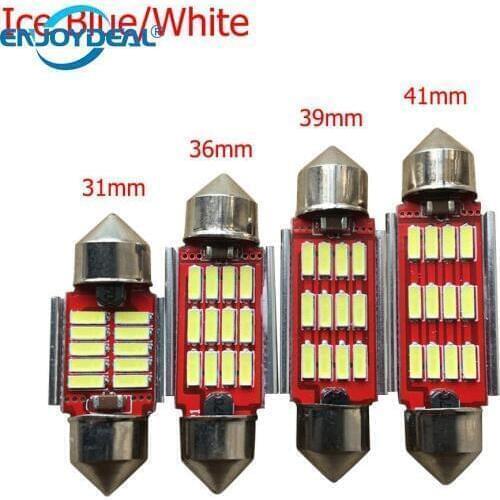 5pcs Dual-tip Car LED Festoon Light aluminum alloy 12V 5W Dome Interior Reading Lamp 3014-18SMD parking Light License Lamp Bulb