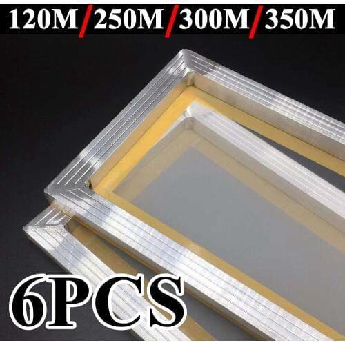 6pcs Screen Printing Aluminum Frame Stretched 120M/250/300M/350M Silk Print Polyester Mesh Frame for Printed Circuit Boards