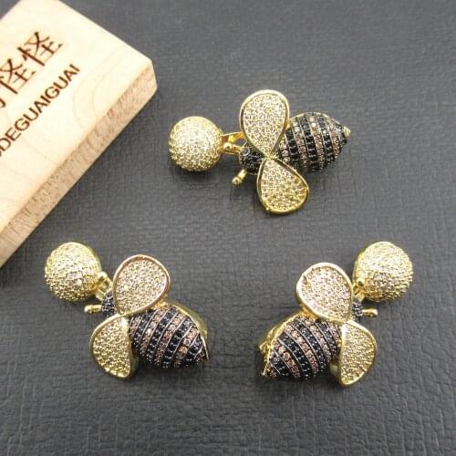 APDGG 1 PC Cubic Zirconia Pave Jewelry Findings Bee Clasps For Pearl Bracelets Necklaces Making DIY Craft Accessories