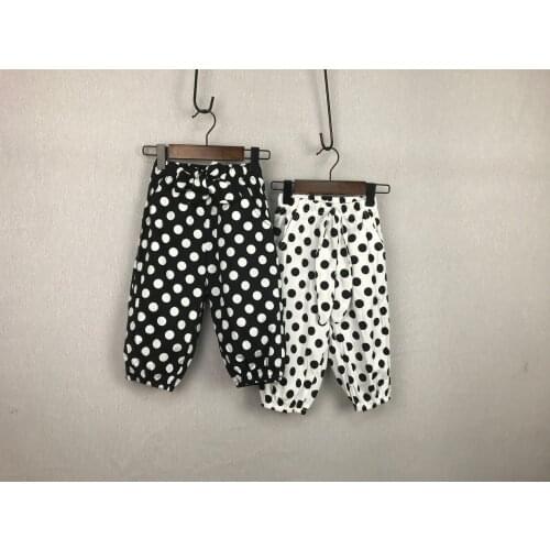 2 3 4 5 6 Y Girls Pants Fashion Korean Dot Printing Calf-length Bloom Pants Summer 2019 Toddler Baby Elastic Waist Loose Pants