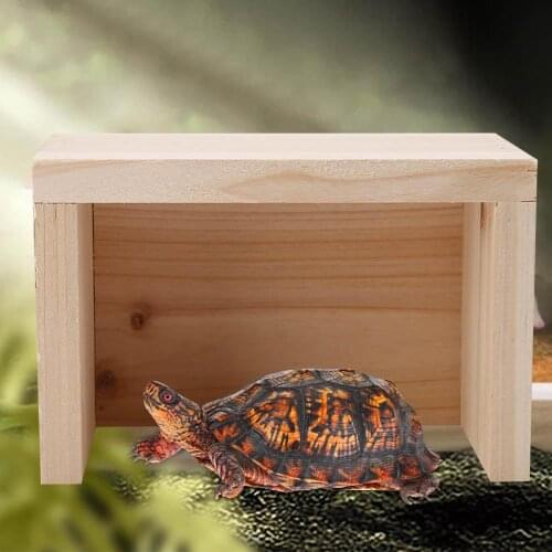 17.5 * 11.5 * 10cm Wooden Elude Cave Reptile Tortoises Climbing Box Landscaping Decor Decoration Transparent Reptiles House
