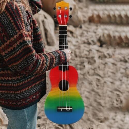 Home-Schooling Professional Performance Black Soprano 4 Strings Hand-Painted Combo Uke Ukulele Sturdy Beginner Draw