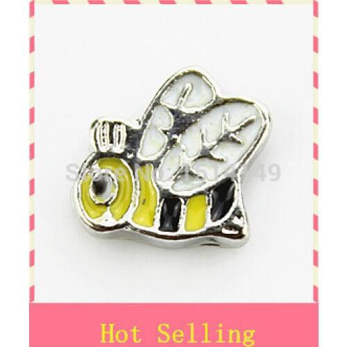 Hot selling bee floating charms living glass floating memory locket