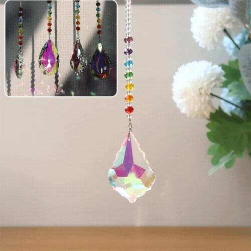Hanging Crystal Life Tree Stone Beads Prism Pendant Craft Chain Hanging Window Ornament Home Garden Decoration