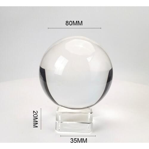 Hbl 3pcs 80mm Clear Crystal Ball Decorative K9 Glass Gazing Sphere with Free Crystal Stand Figurine Fengshui Table Home Decor