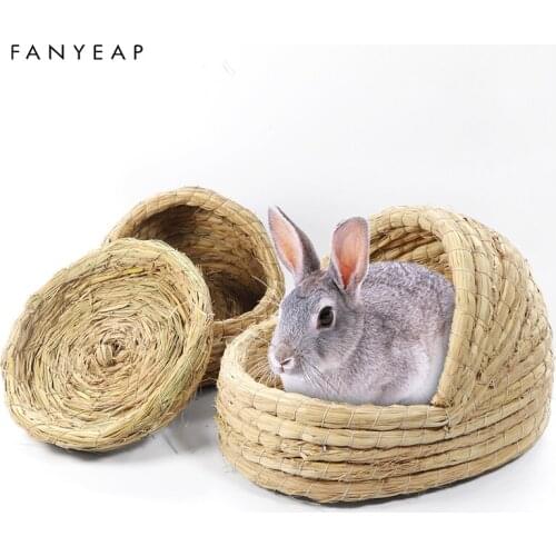 Rabbit Grass Mat Nest Cage Safe Chew Toy For Guinea Pig Rabbit Woven Bed Pets House Pet Supply