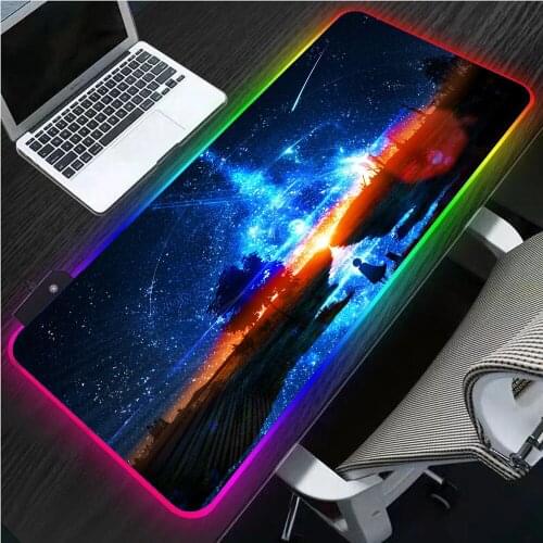 XGZ Anime Starry Sky Landscape Mouse Pad RGB Anime Mouse Pad XXL Laptop Office LED Colorful Gamers Desk Mat Gaming Accessories