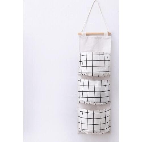 Creative Wall Hanging Storage Bag Cotton Line Hanging Bag Sundries Toys Organizer Door Hang Bag Home Decor 3 Pockets