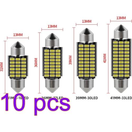 10PCS 31mm 36mm 39mm 41mm High Quality Super Bright LED Bulb C5W C10W Car License Plate Light Car Interior Reading Ceiling Light