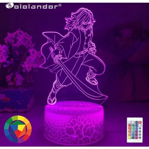 Newest Anime Kimetsu No Yaiba Giyu Tomioka Light for Bedroom Decor Child Kids Birthday Gift Manga Gadget Giyuu Lamp Demon Slayer
