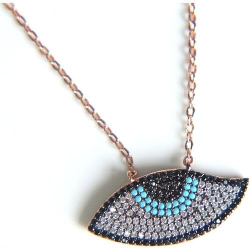 Evil eye Necklace for Women Long Chain Turkish Eye Pendant Necklaces Trendy Crystal Star Water droplets Necklaces