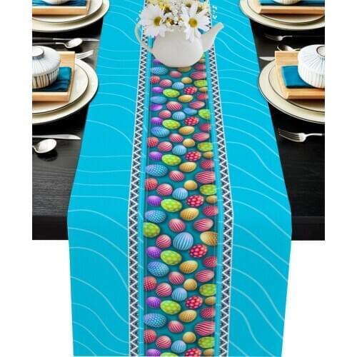 Easter Eggs Geometric Figures Table Runner Wedding Table Decoration Home Decor Kitchen Table Runners And Placemats
