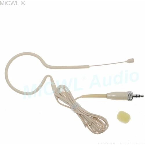 All beige earset Headset Microphone For Sennheiser EM100 Wireless HSP HeadMic BeltPack 3.5mm Lock