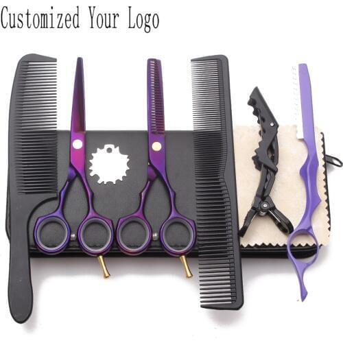 Suit 5.5" 16cm C1104 Stainless Customized Logo Professional Hairdressing Scissors Cutting Scissors Thinning Shears Hair Scissors