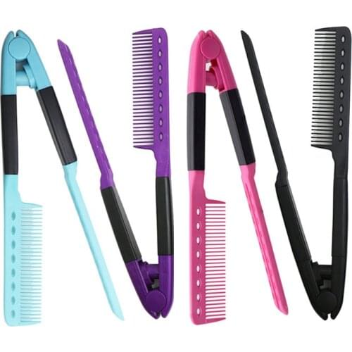 Professional Hair Combs Folding V Type Comb Hair Straightener Hairdressing Pretty Salon Haircut Brush Styling Tool Accessories