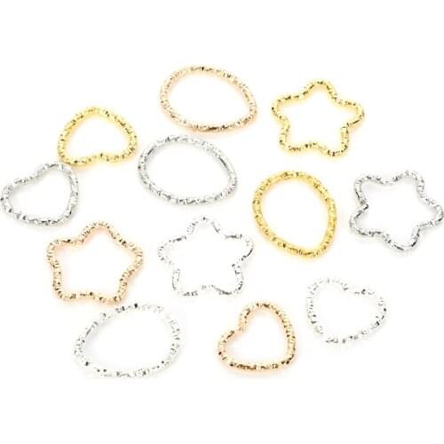 50pcs/lot 14-18mm Gold star Twisted Jump Rings Split Rings Spacer Connectors For Jewelry Making Making Supplies