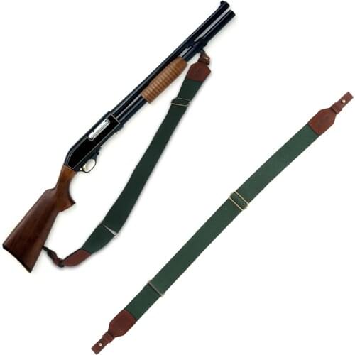 Tourbon Shotgun Gun Shooting Rifle Sling Shoulder Strap Webbing & Leather Hunting Accessories w/ Brass Buckle Length 86-129CM