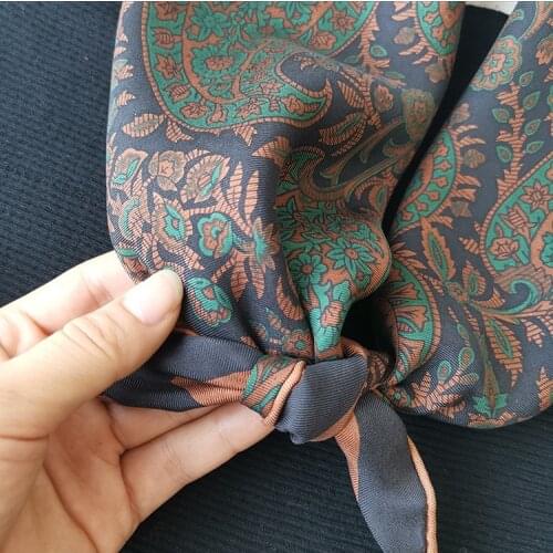 100% Twill Silk Scarf Hand Rolled Hem Edges 70*70cm Cashew nuts