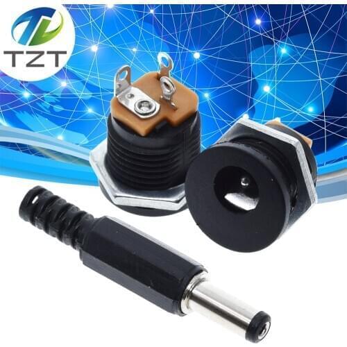 TZT 10Pcs DC-022 5.5-2.1 / 5.5 x 2.1mm DC Power Socket/ DC Connector Panel Mounting DC022