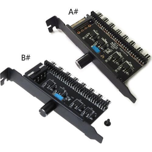 PC 8 Channels Fan Hub Cooling Fan Speed Controller for CPU Case HDD VGA PWM Fan PCI Bracket Power By 12V SATA/4Pin Fan Control