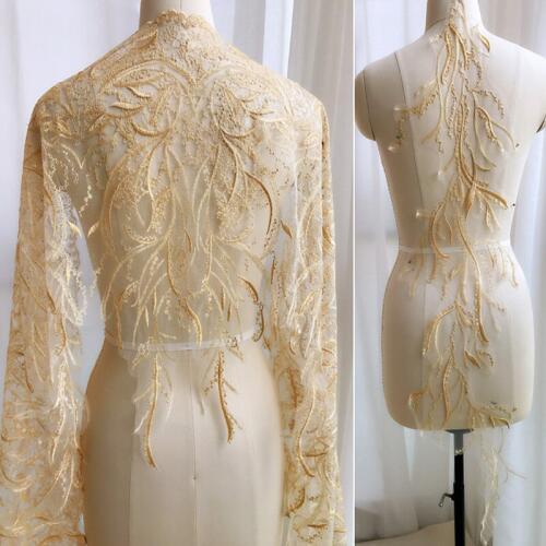 France Mesh Embroidery Wedding Dress Back Applique Chest Patch Dress Fabric DIY Accessories