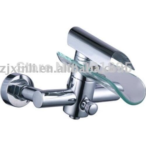 X8308BS - Luxury Wall Mounted Chrome Color Brass & Glass Material Bath Shower Faucet