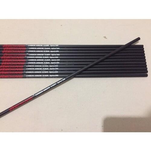 12pcs Archery pure carbon arrow shaft compound bow traditional bow arrow shaft spine300/340/400/500 ID6.2 for hunting shoot