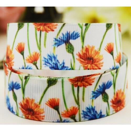 22mm 25mm 38mm 75mm Flower Cartoon pattern printed Grosgrain Ribbon party decoration 10 Yards X-04138